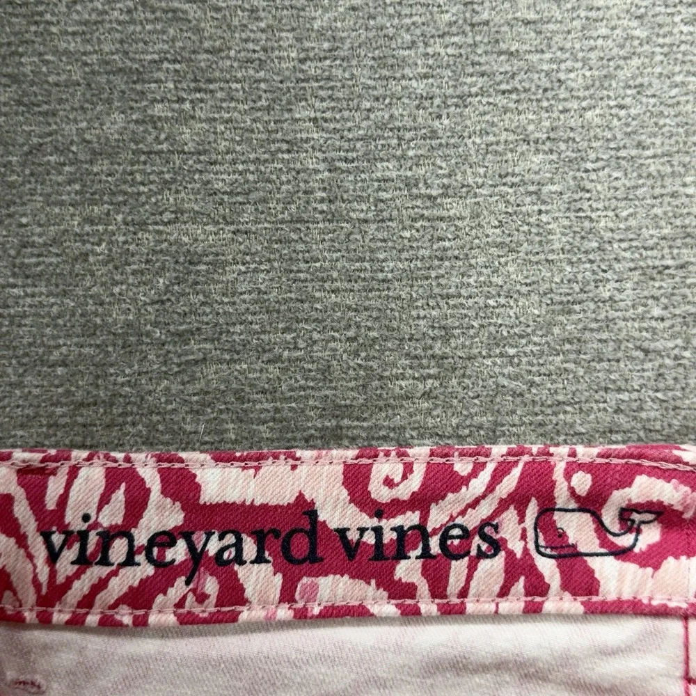 Vineyard Vines Salt Island Skinny Jeans Women Size 0 Pink Tile Print Denim